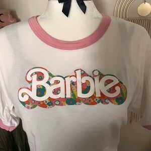 Barbie x Unique Vintage Pink and White T-Shirt